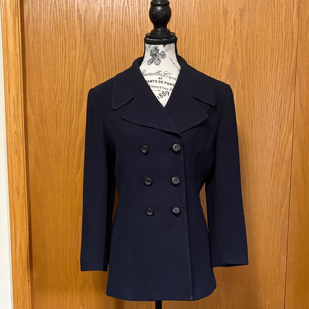 Casual Corner Navy Double-Breasted Pea Coat